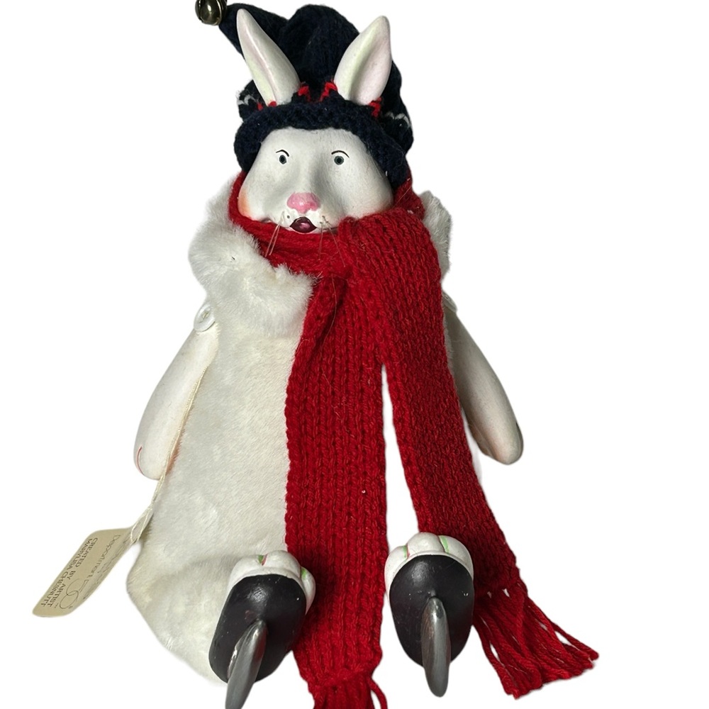 Dept 56 By Mary Lisa Chestnutt Rabbits Ice Skating Bunny Beanbag & Ceramic